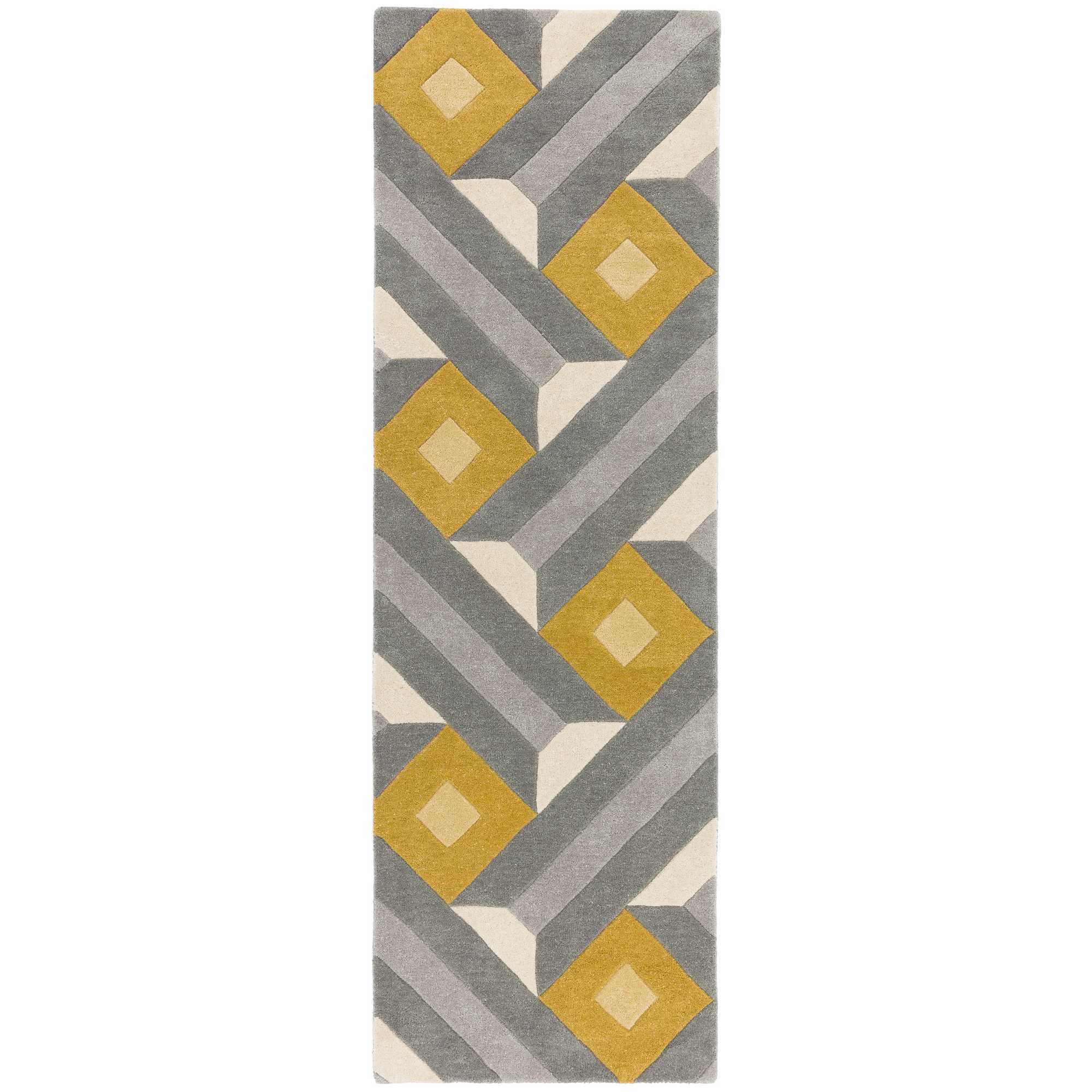 Reef Rf01 Motif Geometric Runner Rugs In Yellow Grey